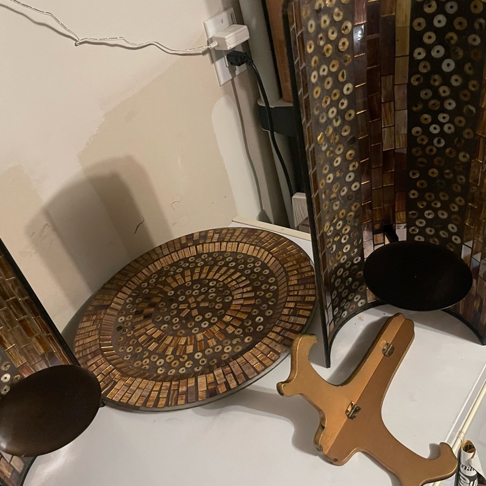Elegant Brown Mosaic Wall Decor Set
